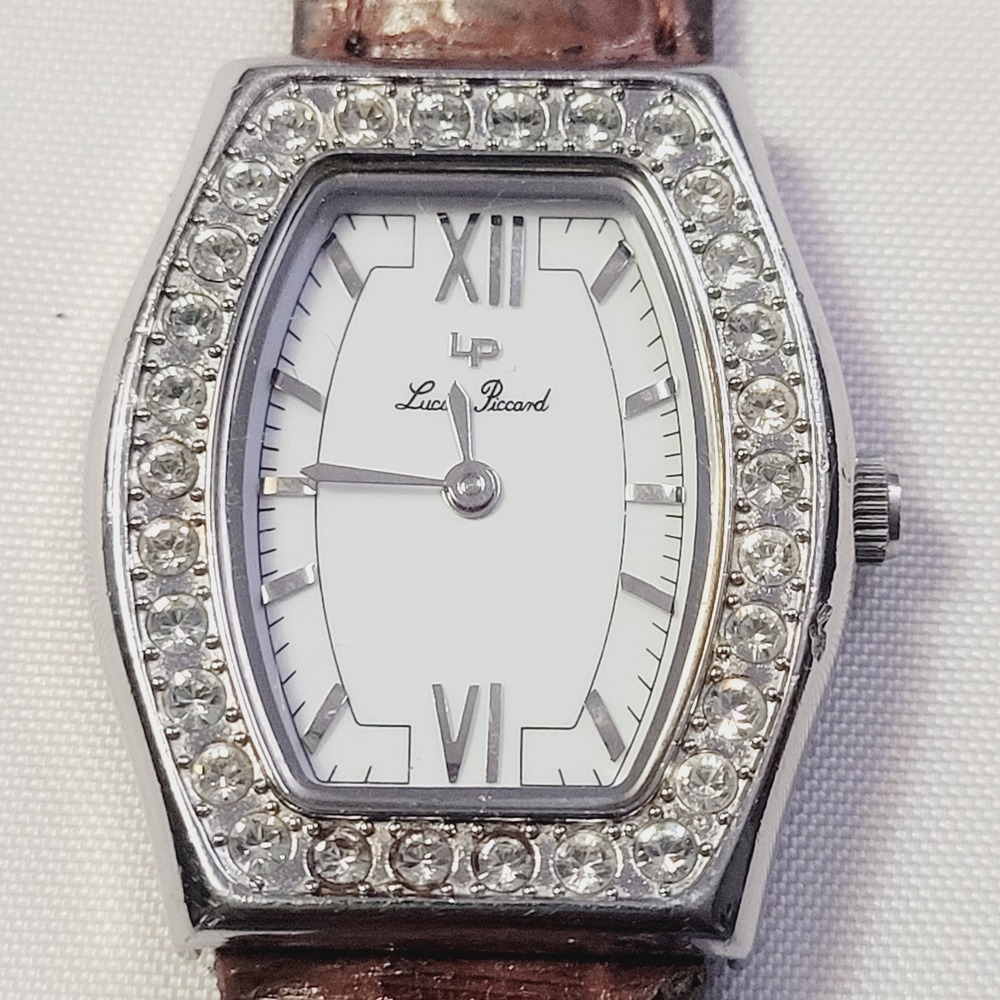 Lucien Piccard Women's Watch Crystal Bezel Leather Strap (READ DESCRIPTION)